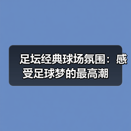 足坛经典球场氛围：感受足球梦的最高潮